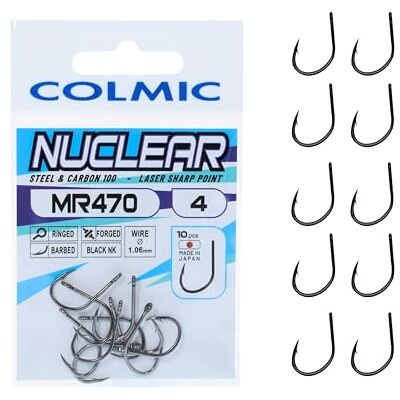 Colmic – Hameçons de Pêche MR470 Nucléar en Acier Carbone Noir Nickel – Ringed, Forged, Barb – Pour Surf Casting, Rock Fishing, Bolentino et Drifting – Produit officiel Colmic - Publicité Colmic – Hameçons de Pêche MR470 Nucléar en Acier Carbone Noir Nickel – Ringed, Forged, Barb – Pour Surf Casting, Rock Fishing, Bolentino et Drifting – Produit officiel Colmic - Publicité