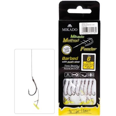 Mikado Lot de 8 crochets Method Feeder avec Quick Stop et cordon tressé Tailles 4 à 16 - Publicité Mikado Lot de 8 crochets Method Feeder avec Quick Stop et cordon tressé Tailles 4 à 16 - Publicité