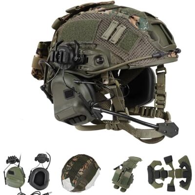 LZAQHMT Casque Tactique D'airsoft avec Oreillette, 4 en 1 Amélioré Réglable avec Housse Casque pour Cosplay Militaire Équipement Tactique Paintball(G) - Publicité LZAQHMT Casque Tactique D'airsoft avec Oreillette, 4 en 1 Amélioré Réglable avec Housse Casque pour Cosplay Militaire Équipement Tactique Paintball(G) - Publicité