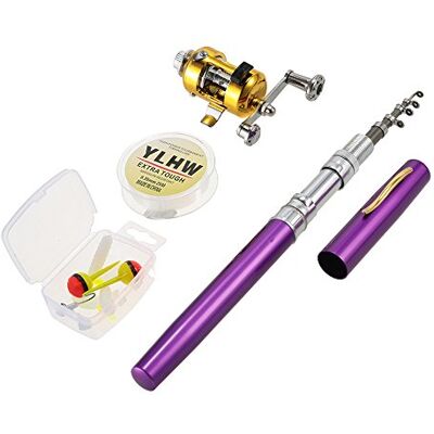 LIXADA Reel Fishing Rod Combo Set Mini, Stylo Télescopique de Poche Portable Canne à Pêche Pôle + Bobine en Alliage d'aluminium Ligne de Pêche/Souple/Leurre Jig Hooks (Violet) - Publicité LIXADA Reel Fishing Rod Combo Set Mini, Stylo Télescopique de Poche Portable Canne à Pêche Pôle + Bobine en Alliage d'aluminium Ligne de Pêche/Souple/Leurre Jig Hooks (Violet) - Publicité