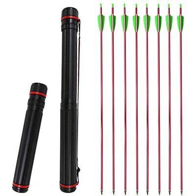 ZSHJGJR 12pcs Flèches en Aluminium 31 Pouces Flèches de Chasse Spine 500 Chasse Arc Flèches et Cibler Les flèches avec Carquois pour Arc à Poulies l'arc Classique (Rouge + Carquois) - Publicité ZSHJGJR 12pcs Flèches en Aluminium 31 Pouces Flèches de Chasse Spine 500 Chasse Arc Flèches et Cibler Les flèches avec Carquois pour Arc à Poulies l'arc Classique (Rouge + Carquois) - Publicité