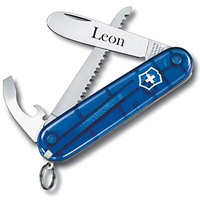 Victorinox MY FIRST 0.2373.T Couteau de Poche pour Enfant, Lame Ronde Gravée, Cadeau Anniversaire, Couteau de Poche Suisse, Personnalisé avec 9 Fonctions, Bleu Transparent - Publicité Victorinox MY FIRST 0.2373.T Couteau de Poche pour Enfant, Lame Ronde Gravée, Cadeau Anniversaire, Couteau de Poche Suisse, Personnalisé avec 9 Fonctions, Bleu Transparent - Publicité