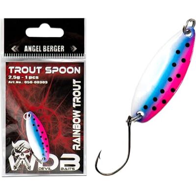 Angel-Berger Wild Devil Baits Trout Spoon Mini Spoon pour pêche à la truite (Rainbow Trout, 3,5 cm / 2,5 g) - Publicité Angel-Berger Wild Devil Baits Trout Spoon Mini Spoon pour pêche à la truite (Rainbow Trout, 3,5 cm / 2,5 g) - Publicité