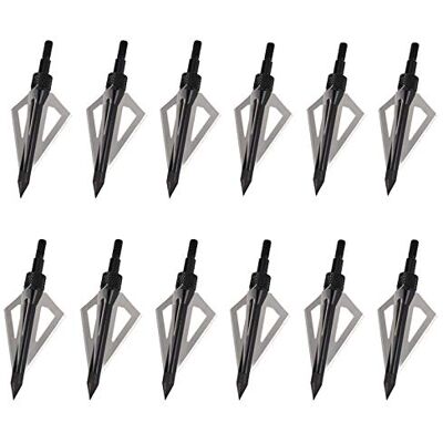 ELONG OUTDOOR 12 Pointes de Chasse au tir à l'arc, Têtes de Flèches à 100 Grains avec 3 Lames en Acier Inoxydable, Pointes de flèche en Plein Air avec Boîte de Rangement pour la Cible Compatible - Publicité ELONG OUTDOOR 12 Pointes de Chasse au tir à l'arc, Têtes de Flèches à 100 Grains avec 3 Lames en Acier Inoxydable, Pointes de flèche en Plein Air avec Boîte de Rangement pour la Cible Compatible - Publicité