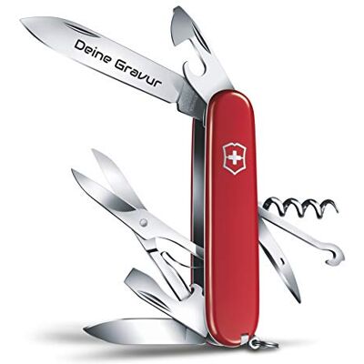 Victorinox Couteau de Poche Grimpeur avec Demande Gravure sur Lame I Cadeau pour Hommes Femmes I pour Anniversaire I Suisse Personnalisé avec 14 Fonctions Rouge, 91x27x18 mm - Publicité Victorinox Couteau de Poche Grimpeur avec Demande Gravure sur Lame I Cadeau pour Hommes Femmes I pour Anniversaire I Suisse Personnalisé avec 14 Fonctions Rouge, 91x27x18 mm - Publicité