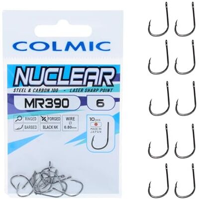 Colmic – Hameçons de pêche MR390 nucléaire en acier carbone noir nickel – Ringed, Forced, Barb – Idéal pour Surf Casting, Bolentino et Light Drifting – Produit officiel Colmic - Publicité Colmic – Hameçons de pêche MR390 nucléaire en acier carbone noir nickel – Ringed, Forced, Barb – Idéal pour Surf Casting, Bolentino et Light Drifting – Produit officiel Colmic - Publicité