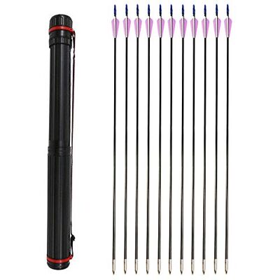 ZSHJG 12pcs Flèches en Fibre de Verre 31 Pouces Flèches d'entraînement de Cible Spine 900 Flèches de Chasse avec Flèche Carquois pour 35 Lbs Arc Recourbé Arc Long (Violet/Flèche + Carquois) - Publicité ZSHJG 12pcs Flèches en Fibre de Verre 31 Pouces Flèches d'entraînement de Cible Spine 900 Flèches de Chasse avec Flèche Carquois pour 35 Lbs Arc Recourbé Arc Long (Violet/Flèche + Carquois) - Publicité