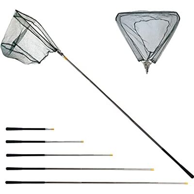WANGDEFU Épuisette de Pêche Pliable,190cmLong Manche Téléscopique,Poteau en Alliage d'Aluminium 4 Section/Filet Nylon Triangulaire,Extensible de 37 à 68'',pour Carpe Truite Crevette Etang Bassin Poisson - Publicité WANGDEFU Épuisette de Pêche Pliable,190cmLong Manche Téléscopique,Poteau en Alliage d'Aluminium 4 Section/Filet Nylon Triangulaire,Extensible de 37 à 68'',pour Carpe Truite Crevette Etang Bassin Poisson - Publicité