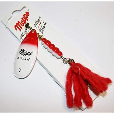 Cuiller Tournante A Palette Ovale Mepps Aglia N°7-30G Blanc Rouge - Publicité Cuiller Tournante A Palette Ovale Mepps Aglia N°7-30G Blanc Rouge - Publicité