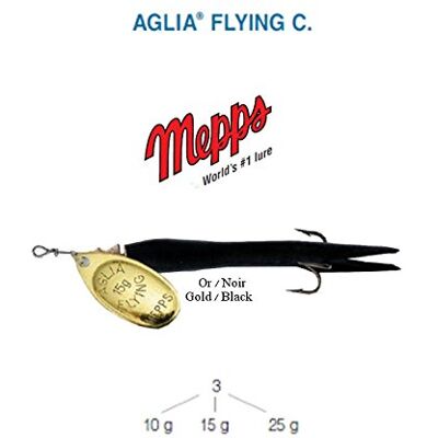 MEPPS AGLIA Flying C 10 g 15 g 25 g, 5 Couleurs, Truite Saumon BROCHET Bar (Noir-Or, 10 g) - Publicité MEPPS AGLIA Flying C 10 g 15 g 25 g, 5 Couleurs, Truite Saumon BROCHET Bar (Noir-Or, 10 g) - Publicité
