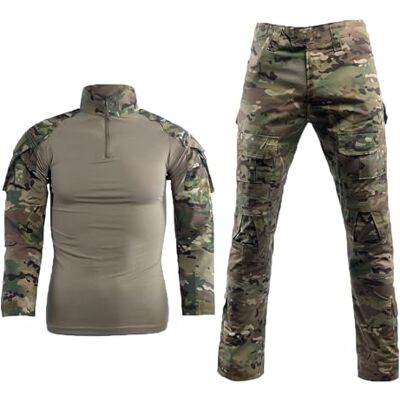 WISEONUS Tenue Airsoft Uniforme Militaire Tactique Pantalon de Combat Poches Multiples Pantalon et Tactical Chemise pour Paintball Chasse Tir BDU (Vert-CP, XL) - Publicité WISEONUS Tenue Airsoft Uniforme Militaire Tactique Pantalon de Combat Poches Multiples Pantalon et Tactical Chemise pour Paintball Chasse Tir BDU (Vert-CP, XL) - Publicité