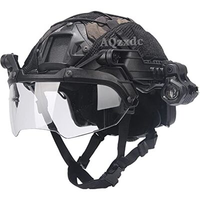 AQ zxdc Fast Airsoft Casque Tactique, avec Visière Protection Intégrale, Housse de Casque Lampe de Poche Clignotant Lunettes Cagoule, pour Paintball Tir Riot Action War Games,Sets c - Publicité AQ zxdc Fast Airsoft Casque Tactique, avec Visière Protection Intégrale, Housse de Casque Lampe de Poche Clignotant Lunettes Cagoule, pour Paintball Tir Riot Action War Games,Sets c - Publicité