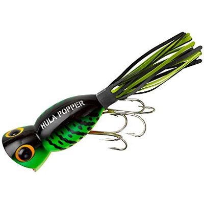 Arbogast Lure Company Hula Popper Leurre de pêche, Fire Tiger Black/Chartreuse Skirt - Publicité Arbogast Lure Company Hula Popper Leurre de pêche, Fire Tiger Black/Chartreuse Skirt - Publicité