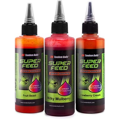 Tandem Baits Booster Attractant Liquide Pêche À La Carpe SuperFeed Speed Booster Set De 3 100 ML Mélange D’Arômes Fruités - Publicité Tandem Baits Booster Attractant Liquide Pêche À La Carpe SuperFeed Speed Booster Set De 3 100 ML Mélange D’Arômes Fruités - Publicité