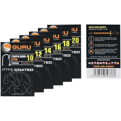 Tackle Guru Lot de 20 hameçons barbelés à œillets Super MWG - Publicité Tackle Guru Lot de 20 hameçons barbelés à œillets Super MWG - Publicité