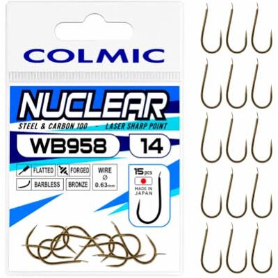 Colmic – 10 hameçons de pêche WB958 Match Carpe en Acier au Carbone Bronze – à Patte aplatie, à Patte forcée, sans ardillon – Robustes et précis pour la Carpe et la pêche Technique - Publicité Colmic – 10 hameçons de pêche WB958 Match Carpe en Acier au Carbone Bronze – à Patte aplatie, à Patte forcée, sans ardillon – Robustes et précis pour la Carpe et la pêche Technique - Publicité