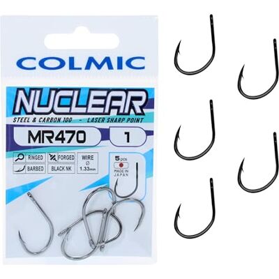 Colmic – Hameçons de Pêche MR470 Nucléar en Acier Carbone Noir Nickel – Ringed, Forged, Barb – Pour Surf Casting, Rock Fishing, Bolentino et Drifting – Produit officiel Colmic - Publicité Colmic – Hameçons de Pêche MR470 Nucléar en Acier Carbone Noir Nickel – Ringed, Forged, Barb – Pour Surf Casting, Rock Fishing, Bolentino et Drifting – Produit officiel Colmic - Publicité