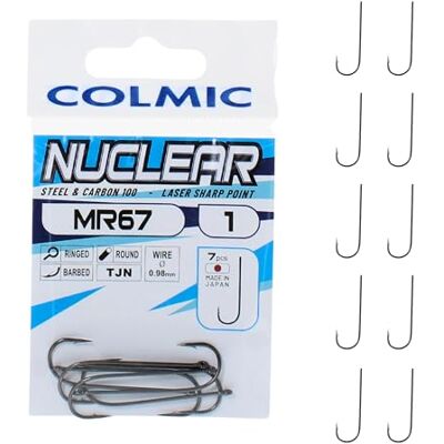 Colmic – Hameçons de pêche MR67 en Acier au Carbone nickelé Noir avec Traitement Teflon TJN, Tailles 2/0–8 – à Anneau, Ronds, à ardillon – Haute résistance et pénétration (10 pcs Taille 6) - Publicité Colmic – Hameçons de pêche MR67 en Acier au Carbone nickelé Noir avec Traitement Teflon TJN, Tailles 2/0–8 – à Anneau, Ronds, à ardillon – Haute résistance et pénétration (10 pcs Taille 6) - Publicité