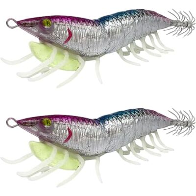 JTQYFI 1 paire de calmars crochets appâts crevettes leurres calmars jigs glow jigs crochet brillant calamars jig appât avec anneaux de perle - Publicité JTQYFI 1 paire de calmars crochets appâts crevettes leurres calmars jigs glow jigs crochet brillant calamars jig appât avec anneaux de perle - Publicité