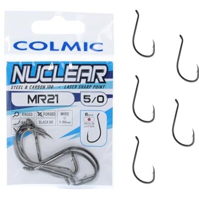 Colmic – Hameçons de pêche MR21 en Acier Carbone Black Nickel – Ringed, Forced, Barb, Twisted – Ultra-résistants pour mer et surfcasting – Produit Officiel Colmic (Taille 5/0-6 pcs) - Publicité Colmic – Hameçons de pêche MR21 en Acier Carbone Black Nickel – Ringed, Forced, Barb, Twisted – Ultra-résistants pour mer et surfcasting – Produit Officiel Colmic (Taille 5/0-6 pcs) - Publicité