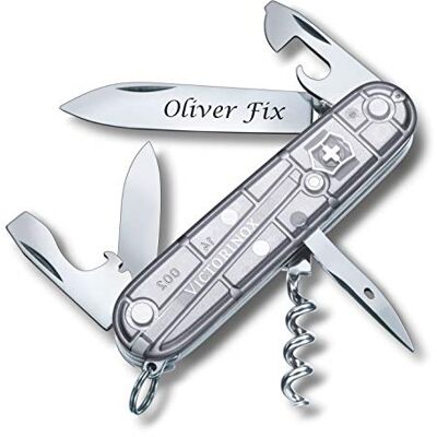 Victorinox Couteau de Poche Spartiate avec Demande Gravure sur Lame I Cadeau pour Hommes Femmes I pour Anniversaire I Suisse Personnalisé avec 12 Fonctions Argent Tech, 84x23x13mm - Publicité Victorinox Couteau de Poche Spartiate avec Demande Gravure sur Lame I Cadeau pour Hommes Femmes I pour Anniversaire I Suisse Personnalisé avec 12 Fonctions Argent Tech, 84x23x13mm - Publicité