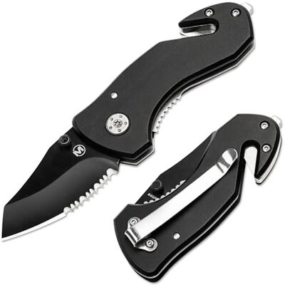 Böker Magnum Noir Rescue Couteau de Sauvetage Aluminium Acier Inoxydable 5.3 cm 14 cm 85 g 440 A - Publicité Böker Magnum Noir Rescue Couteau de Sauvetage Aluminium Acier Inoxydable 5.3 cm 14 cm 85 g 440 A - Publicité