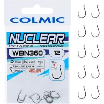 Colmic Lot de 10 hameçons de pêche en Acier Carbone WBN360 Taille 12, Finition Noir Nickel, Haute résistance et pénétration, hameçons sans ardillon, méthode Feeder Produit Officiel Colmic - Publicité Colmic Lot de 10 hameçons de pêche en Acier Carbone WBN360 Taille 12, Finition Noir Nickel, Haute résistance et pénétration, hameçons sans ardillon, méthode Feeder Produit Officiel Colmic - Publicité