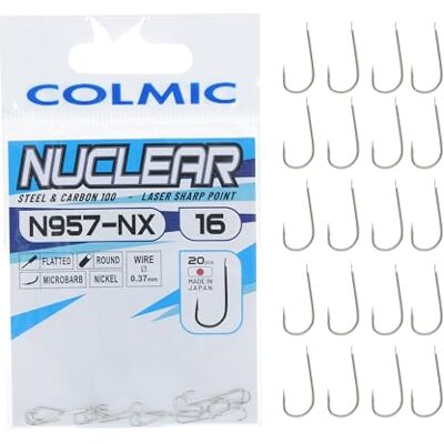 Colmic – Hameçons de pêche Nuclear en Acier Carbone N957NX, Finition Nickel – Flatted, Round, Microbarb – Précision et Maintien Optimal – Lot de 20 pièces - Publicité Colmic – Hameçons de pêche Nuclear en Acier Carbone N957NX, Finition Nickel – Flatted, Round, Microbarb – Précision et Maintien Optimal – Lot de 20 pièces - Publicité