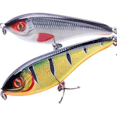 TSURI 2 Leurres Jerkbaits à Brochet 9 cm 21 g Couleur Réaliste pour la Pêche en Eau Douce Idéal pour Brochet, Sandre, Perche et Carnassiers (9CM 21GR COULANT (JERKBAITS À BROCHET)) - Publicité TSURI 2 Leurres Jerkbaits à Brochet 9 cm 21 g Couleur Réaliste pour la Pêche en Eau Douce Idéal pour Brochet, Sandre, Perche et Carnassiers (9CM 21GR COULANT (JERKBAITS À BROCHET)) - Publicité