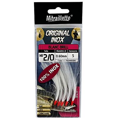 Ragot Bas DE Ligne MER MITRAILLETTE Original INOX Blanc, Ligne de 5 hameçons, 60/100, N°2/0 - Publicité Ragot Bas DE Ligne MER MITRAILLETTE Original INOX Blanc, Ligne de 5 hameçons, 60/100, N°2/0 - Publicité