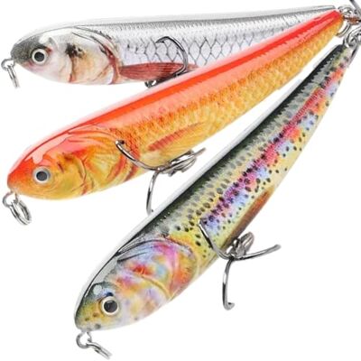 TSURI Lot de 3 Leurres Stickbait Réalistes 10cm 16g Couleurs Naturelles pour Pêche Carnassier : Brochet, Perche, Sandre, Truite Accessoires Pêche Eau Douce (10CM 16GR Surface (STICKBAITS)) - Publicité TSURI Lot de 3 Leurres Stickbait Réalistes 10cm 16g Couleurs Naturelles pour Pêche Carnassier : Brochet, Perche, Sandre, Truite Accessoires Pêche Eau Douce (10CM 16GR Surface (STICKBAITS)) - Publicité