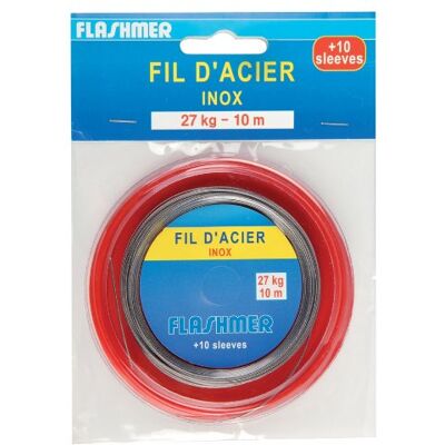 Flashmer Fil D'Acier Tresse Gaine Nylon 10 M Taille: 41 Kg - Publicité Flashmer Fil D'Acier Tresse Gaine Nylon 10 M Taille: 41 Kg - Publicité