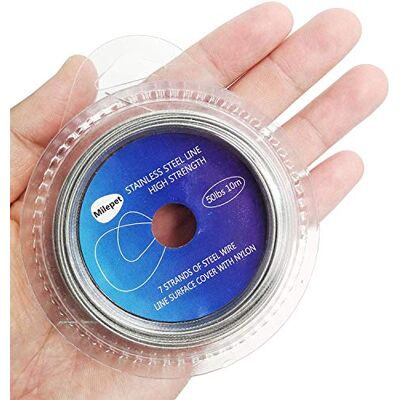 Milepetus Ligne de pêche Chef de File Fil d'acier Inoxydable revêtu de Vinyle Leader Fil 10 mètres 10LB- Select, avec 12pcs Crimps () - Publicité Milepetus Ligne de pêche Chef de File Fil d'acier Inoxydable revêtu de Vinyle Leader Fil 10 mètres 10LB- Select, avec 12pcs Crimps () - Publicité