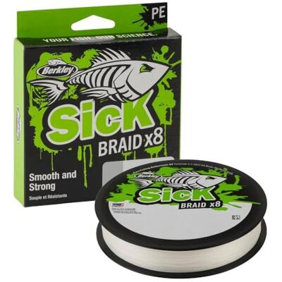 Berkley Sick Braid Fil de pêche tressé, 8 brins, 300 m, pour la pêche en eau douce ou en eau salée, blanc ou noir, 0,14 mm, 16,5 kg - Publicité Berkley Sick Braid Fil de pêche tressé, 8 brins, 300 m, pour la pêche en eau douce ou en eau salée, blanc ou noir, 0,14 mm, 16,5 kg - Publicité