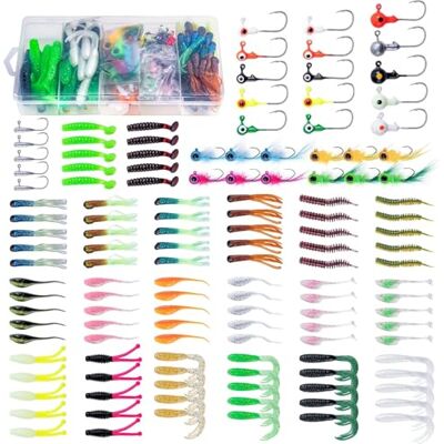 Goture Leurres de pêche Kit pour crapets, 126/128/132 pièces, leurre Peche carnassier pour crapets, Tubes en Plastique Souple, appâts pour doré, Perche, panfish, crapets, Eau salée, Eau Douce - Publicité Goture Leurres de pêche Kit pour crapets, 126/128/132 pièces, leurre Peche carnassier pour crapets, Tubes en Plastique Souple, appâts pour doré, Perche, panfish, crapets, Eau salée, Eau Douce - Publicité