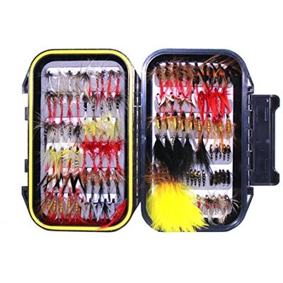 Croch Mouche Assortiment handgebunden voler Leurre Imitations de Truite appâts Angel saibling avec boîte étanche, 120Flies - Publicité Croch Mouche Assortiment handgebunden voler Leurre Imitations de Truite appâts Angel saibling avec boîte étanche, 120Flies - Publicité
