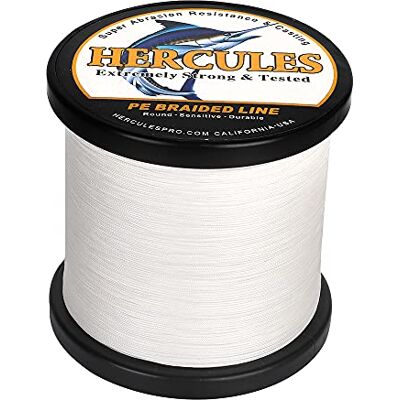 HERCULES Ligne de Pêche Tressé 12 Brins, 100-2000m 109-2196 Yards Fil de Peche Tresse, 10lbs-420lbs Tresse de Peche Test pour Eau Douce Salée Blanc, 20lbs, 1000m - Publicité HERCULES Ligne de Pêche Tressé 12 Brins, 100-2000m 109-2196 Yards Fil de Peche Tresse, 10lbs-420lbs Tresse de Peche Test pour Eau Douce Salée Blanc, 20lbs, 1000m - Publicité