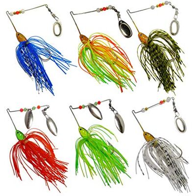 FREE FISHER Lot de 6 PCS Leurre de pêche spinnerbaits Cuillère en métal pour appât Pike Basse Swimbait - Publicité FREE FISHER Lot de 6 PCS Leurre de pêche spinnerbaits Cuillère en métal pour appât Pike Basse Swimbait - Publicité