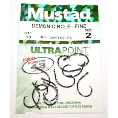 Mustad 39951NP-BN Demon Circle Lot de 10 crochets fins Taille 2 - Publicité Mustad 39951NP-BN Demon Circle Lot de 10 crochets fins Taille 2 - Publicité