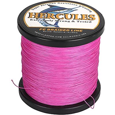 HERCULES Ligne de Pêche Tressé 12 Brins, 100-2000m 109-2196 Yards Fil de Peche Tresse, 10lbs-420lbs Tresse de Peche Test pour Eau Douce Salée Rose, 20lbs, 300m - Publicité HERCULES Ligne de Pêche Tressé 12 Brins, 100-2000m 109-2196 Yards Fil de Peche Tresse, 10lbs-420lbs Tresse de Peche Test pour Eau Douce Salée Rose, 20lbs, 300m - Publicité