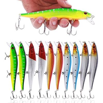 Sougayilang Leurres de pêche Appâts durs Vairon Crankbait avec hameçon triple Leurre réaliste à nage profonde Appât de pêche plongeant Leurre pour la pêche de la truite et du bar Pack de 10PCS … - Publicité Sougayilang Leurres de pêche Appâts durs Vairon Crankbait avec hameçon triple Leurre réaliste à nage profonde Appât de pêche plongeant Leurre pour la pêche de la truite et du bar Pack de 10PCS … - Publicité