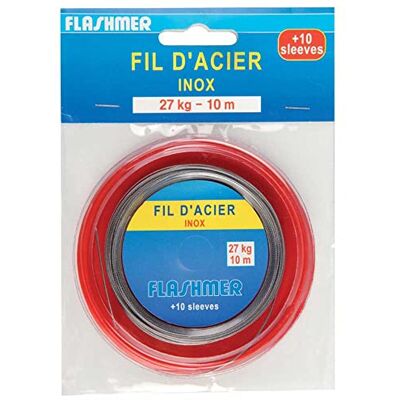 Flashmer Fil D'Acier Tresse Gaine Nylon 10 M Taille: 27 Kg - Publicité Flashmer Fil D'Acier Tresse Gaine Nylon 10 M Taille: 27 Kg - Publicité