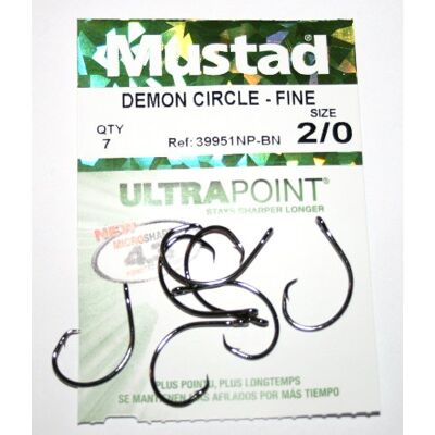 Demon Circle Hooks Fine 39951NP-BN size 2/0 Qty 7 by Mustad - Publicité Demon Circle Hooks Fine 39951NP-BN size 2/0 Qty 7 by Mustad - Publicité