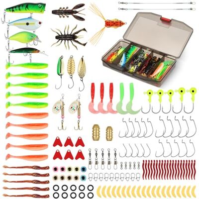 Vicloon Leurres de Pêche Kit, 147Pcs Appât Flottante Set Appât de Pêche, Plastique vers, Cadeau de Pêche, Leurres Durs, Leurres Souples, Paillettes, Emerillons, Souples Pêche Jigs Crochets - Publicité Vicloon Leurres de Pêche Kit, 147Pcs Appât Flottante Set Appât de Pêche, Plastique vers, Cadeau de Pêche, Leurres Durs, Leurres Souples, Paillettes, Emerillons, Souples Pêche Jigs Crochets - Publicité