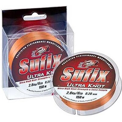 Sufix NYLON ULTRA KNOT JAUNE ORANGE 150M - Publicité Sufix NYLON ULTRA KNOT JAUNE ORANGE 150M - Publicité