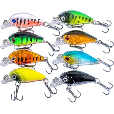 Generic Steinn Lot de 8 leurres artificiels pour la pêche aux poissons prédateurs, avec boîte à appâts 8 couleurs, 4 cm de longueur, 3,7 g de poids Idéal pour sandre, perche, brochet, truite Kit de - Publicité Generic Steinn Lot de 8 leurres artificiels pour la pêche aux poissons prédateurs, avec boîte à appâts 8 couleurs, 4 cm de longueur, 3,7 g de poids Idéal pour sandre, perche, brochet, truite Kit de - Publicité