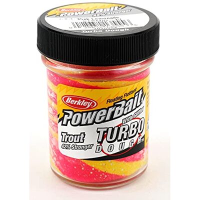 Berkley Powerbait Turbo Dough Pâte appât pour pêche à la truite Pink Lemonade "Single pack 50g - Publicité Berkley Powerbait Turbo Dough Pâte appât pour pêche à la truite Pink Lemonade "Single pack 50g - Publicité