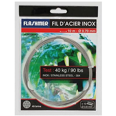 FLASHMER Bas de Ligne Acier INOX 49 brins Non gainés (175LBS) - Publicité FLASHMER Bas de Ligne Acier INOX 49 brins Non gainés (175LBS) - Publicité