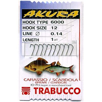 Trabucco Akura Carassio 6000 BN Hameçon 12 Filament 0.14 mm Hameçons Montés Fluorocarbone Pêche Mer Coup Truite Carnassier Anglaise Rivière - Publicité Trabucco Akura Carassio 6000 BN Hameçon 12 Filament 0.14 mm Hameçons Montés Fluorocarbone Pêche Mer Coup Truite Carnassier Anglaise Rivière - Publicité