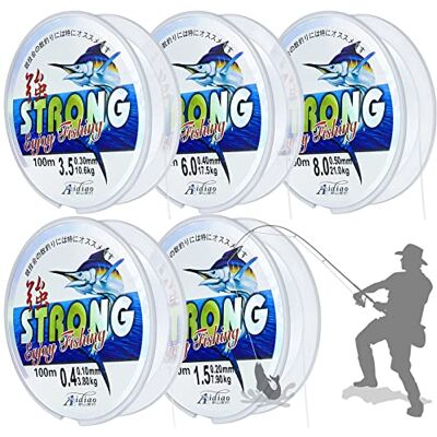 cersaty® Lot de 5 rouleaux de fil de pêche en nylon de 100 m d'épaisseur Diamètre : 0,1 mm, 0,2 mm, 0,3 mm, 0,4 mm, 0,5 mm Pour bracelets de perles Predatory Fishing DIY - Publicité cersaty® Lot de 5 rouleaux de fil de pêche en nylon de 100 m d'épaisseur Diamètre : 0,1 mm, 0,2 mm, 0,3 mm, 0,4 mm, 0,5 mm Pour bracelets de perles Predatory Fishing DIY - Publicité